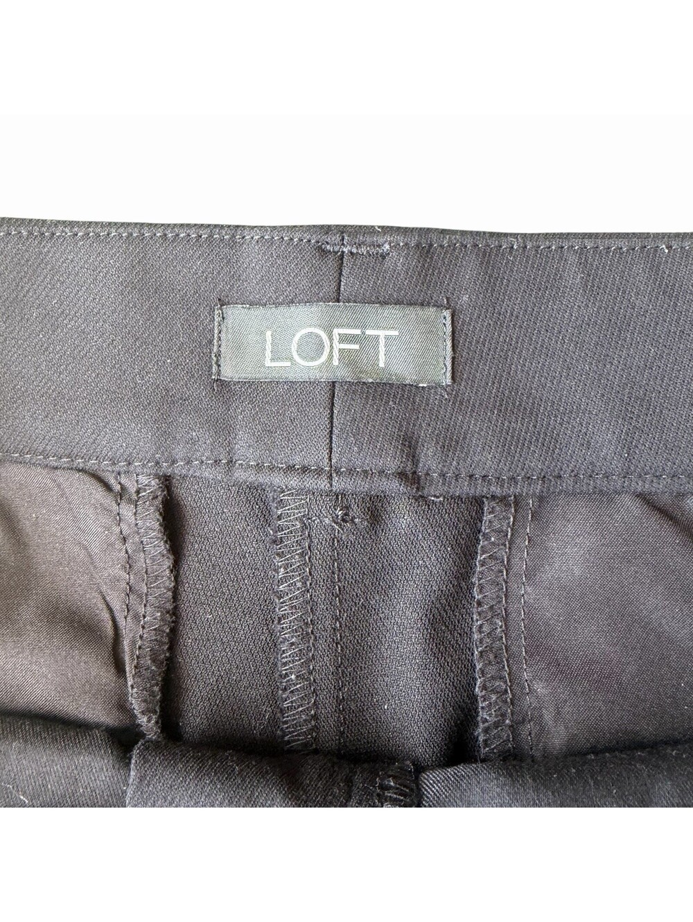 LOFT Women’s Black Flat Front Solid Dress Pants Skinny Leg Stretch Pockets - Picture 6 of 8